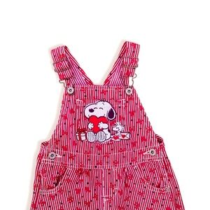 Snoopy Red Striped Kids Overalls